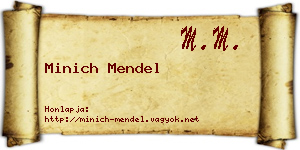 Minich Mendel névjegykártya